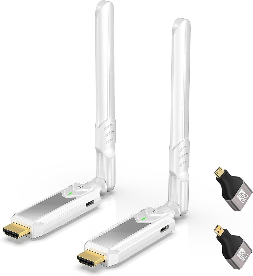 Wireless Hdmi Transmitter and Receiver, 1312FT/400M, 4k Decode 1080p Output, Plug & Play Portable 2.4g/5g Dual Antenna, for Streaming Video and Audio to Monitor from Laptop/Pc/Tv Box/Projector