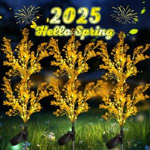 Neporal Golden Solar Flowers Outdoor Waterproof 6PK, 7-Stems Floral Solar Lights, Outdoor Garden, Yard, Patio Decor