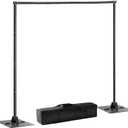 Backdrop Stand 10x10ft Adjustable Height/Width Photography Background Support Poles All-Metal Construction Backdrop Stand Heavy Duty Pipe and Drape Frame Kit for Party, Birthday, Wedding - Black