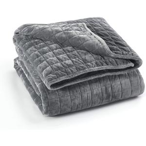 60''x80'' Duvet Cover for Weighted Blanket | Super Cozy and Warm | Double-Side Square Quilted Minky | Dark Grey