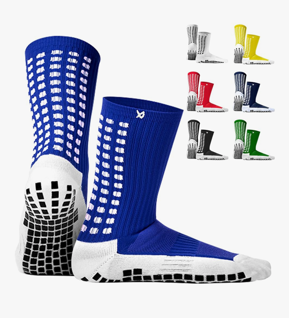 Lux Dual Grip Socks - Soccer Grip Socks for Men and Women. GripArray Performance & Comfort Blue No Size