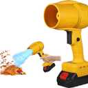 Electric Leaf Blower Cordless Handheld: 33000RPM Portable Leaf Blower with 2 * 21v Batteries and Charger - Hand Held Blower for Lawn Care, Patio (Yellow)
