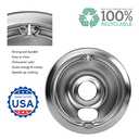 Kitchen Basics 101 Made in the USA 119204XZ Style B Chrome 4 Pack Drip Bowls 3 Small 6” and 1 Large 8” Replacement for GE WB31T10010 and WB31T10011