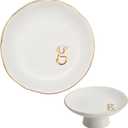 COLLECTIVE HOME - Ceramic Jewelry Tray, Decorative Monogram Jewelry Dish, Luxurious Trinket Tray with High Base, Birthday Mother's Day for Women (g)