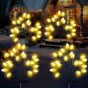 4 Pcs Christmas Solar Pathway Lights Outdoor Decorations 28" Christmas Stake Light Yard Waterproof 8 Modes 80 LEDs Pine Cones Tree for Walkway Path Garden Patio Decor(Warm Color)