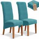 Deisy Dee Stretch XL/Oversized Extra Large Velvet Dining Room Chair Covers for Kitchen Dining，Removable Washable Chair Protectors Slipcovers (Turqouise, 2)