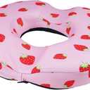Pink Strawberry Donut Pillow Seat Cushion for Tailbone Pain Relief and Hemorrhoids, Home Office Chair Cushion for Long Sitting Work, Memory Foam Car Seat Cushions for Driving Butt Pain & Postpartum