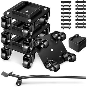 KEDSUM 1500LBS Furniture Movers with Wheels, Heavy Duty Furniture Dolly Set of 4, Dolly Kit Furniture Lifter Tool with Removeable Baffles for Appliance, Sofa, Pool Table