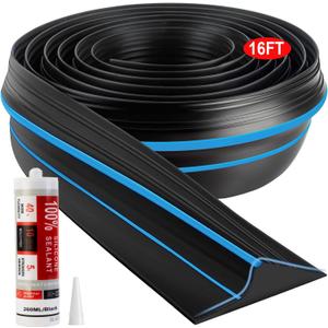 Jin&Bao Universal Garage Door Threshold Seal Strip 16FT Kit, Bottom Waterproof Rubber Weather Stripping Replacement (Blue,1 Adhesive)