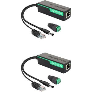 LINOVISION POE Splitter with DC12V 2A Output, 10/100Mbps Power Over Ethernet Splitter, IEEE802.3af/at POE to DC Power Supply for Security Cameras, Speaker, VoIP Phone (2 Pack)