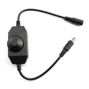 1-Pack Black DC 12V 24V LED Strip Dimmer Switch with DC Female Male Adapter Brightness Adjustable Controller Manual Knob Dimmer Switch Mini LED Lamp Lighting Parts