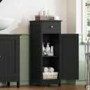 Iwell Bathroom Storage Cabinet, Small Bathroom Floor Cabinet with Drawer & Storage Shelf, Free-Standing Organizer Cabinets for Hallway/Living Room, Black