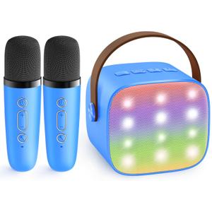 YLL Mini Karaoke Machine for Kids Adults, Portable Bluetooth Speaker with 2 Wireless Microphones, Birthday Gifts Toys for Girls Boys Ages 3, 4, 5, 6, 7, 8, 9, 10, 11, 12+ Years Old Toddler (Royal-Blue)