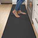 DEXI Kitchen Mat Cushioned Anti Fatigue, Extra Long Large Comfort Standing Floor Mats Waterproof, Memory Foam Antifatigue Runner Rug for Desk Office, Sink, Laundry, 70x20, Black