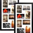 QUTREY 4x6 Black Collage Picture Frames Set of 2, 8 Openings Matted Collage Frame for 4x6 Pictures to Display 16 Multi Photos for Wall, 8 Openings-Plastic-2 Pack