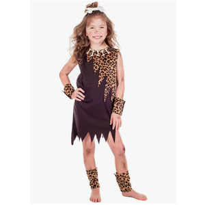 fun shack Cavegirl Costume For Kids, Cave Girl Dress, Caveman Outfit For Girls, Fun Cavegirl Dress Up L