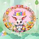 3 x Fancy Land Easter Oval Paper Plates Bunny Disposable Plate Spring Party Serving Platters for Easter Holiday Tableware Dinnerware Decor Supplies 24Pcs
