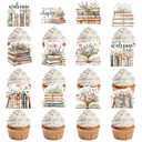Musaeva Book Themed Party Decorations - 24 Pcs Book Club Cupcake Toppers Decorations, Welcome Baby Cupcake Toppers for Baby Shower Storybook Reading Gender Reveal Party Supplies
