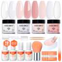 Modelones Dip Powder Nail Kit, 4 Colors Clear Nude White Pink Dipping Starter Set with Liquid and Complete Accessories for French Nails Art Salon DIY at Home Manicure