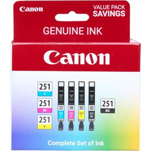 Canon CLI-251 BK/CMY 4PK Compatible to MG6320, iP7220, MG5420, MX922, MG7120, MG6420, MG5520, iX6820, iP8720, MG7520, MG6620, MG5620