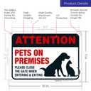 Keep Gate Closed Sign, Pets On Premises, 10x7 Inches, Rust Free .040 Aluminum, Fade Resistant, Made in USA