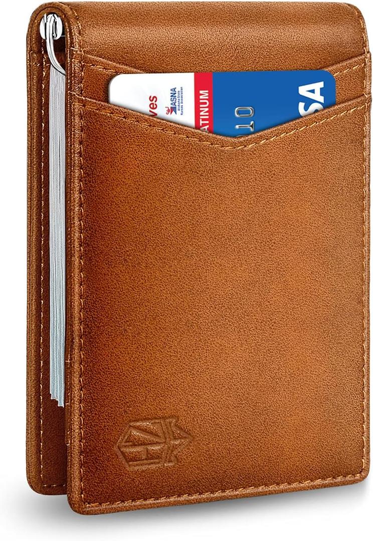 Zitahli Wallet for Men-6 Slots ID Window-Mens Wallets-Slim Wallet Classic Spring Money Clip RFID Blocking-Gift for Men