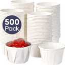 LITOPAK 500 Pack 1 oz Paper Souffle Cup, Disposable Medicine Cup, 1 oz Mini Paper Cup for Tasting Pills, Food Dessert, and Condiments