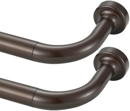 Lwiiom 2 Pack Wrap Around Curtain Rod for Windows 28 to 150 Inch, Internal Splicing 1 Inch Diameter Disc, Adjustable Room Darkening Curtain with Aluminum Finials and Brackets, Dark Bronze