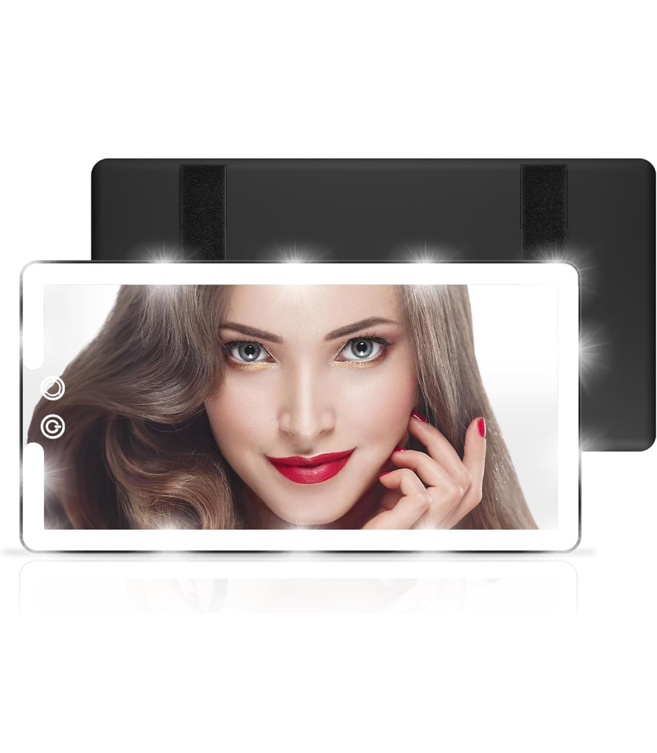 Led Car Sun Visor Vanity Mirror, Upgraded Car Mirror with Lights,Large Dimmable Light up Vanity Makeup Mirror for Car,Rechargeable Universal Rear View Mirror for Car Visor