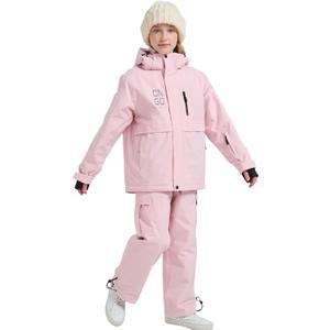 WOWULOVELY Girls and Boys 2 Piece Snow Pants and Jacket Snow Suit for Kids Toddler Snowsuit Waterproof Insulated Snowboard (14, Pink)