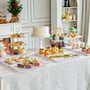 13-Piece Cake Display Set, 4 Square 3-Tier Cupcake Stands, Large Cake Stand, 6 Rectangular Trays, Golden Tongs & Server Dessert Table Display for Weddings, Baby Showers & Parties