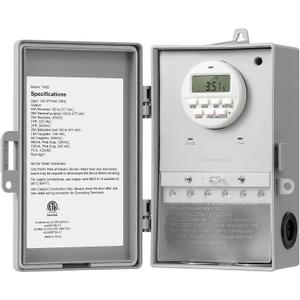 DEWENWILS Pool Pump Timer, Digital Timer Box, 2HP 40A 120-277 VAC, 7-Day 20 ON/Off Programmable Timer Switch for Water Heater, Pool Pump, SPA, Motor, ETL Listed Gray