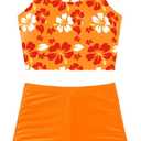 ShawGobow Floral Crop Tankini,2 Piece High Waisted Boy Shorts Swimsuits,Modest Bikini Sets for Women Beach Vacation (M)