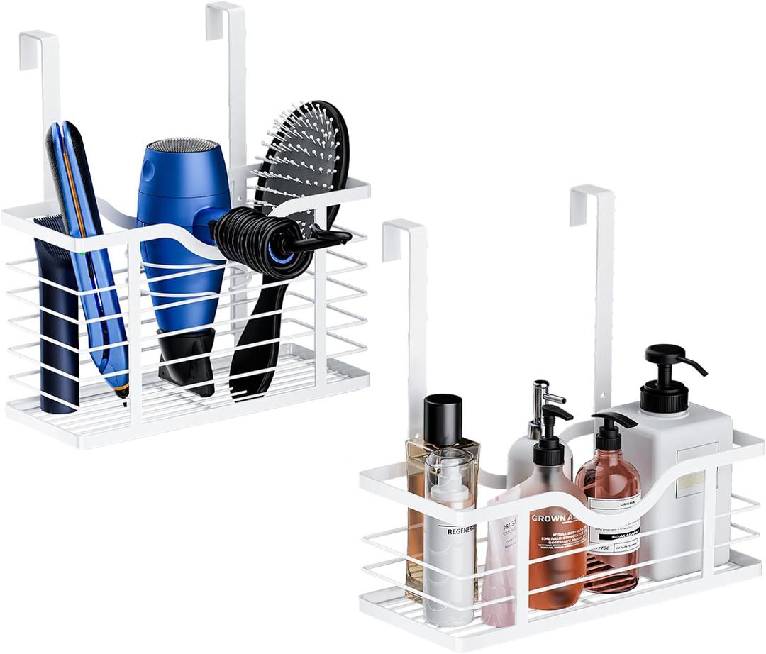 Carwiner Hair Dryer Holder, 2PC Hair Tool Organizer, Blow Dryer Holder, Adjustable Height Bathroom Cabinet Organizer Tray for Hair Dryer Straightener Wall Mounted/Cabinet Door (White) Carwiner Hair Dryer Holder, 2PC Hair Tool Organizer, Blow Dryer Holder, Adjustable Height Bathroom Cabinet Organizer Tray for Hair Dryer Straightener Wall Mounted/Cabinet Door (White)