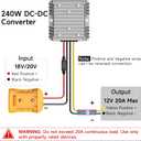 Azocek 20V to 12V Step Down Converter Compatible with DeWalt 20V Battery, 20A 240W DC 12V Buck Converter Adapter for Power Wheel, with 30A Fuse & Wiring Terminal