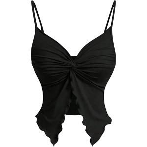 Verdusa Women's Twist Krop Top Black Size XL