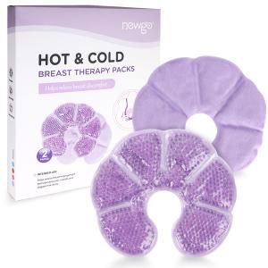 NEWGO Breast Ice Pack 2 Pack Gel Ice Pack for Breast Surgery, Reusable Nursing Ice Pack Hot or Cold Therapy Breast Pad for Breastfeeding, Engorgement Relief (Purple)