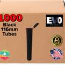 116mm Black Tubes- Pop Top Vials - 1000 Count