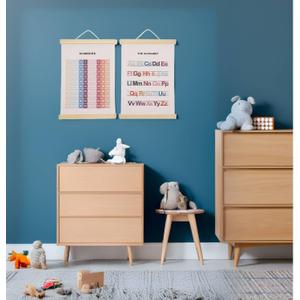 LZEAYINN Numbers Poster Hanger Frame Set of 2, Nursery Wall Decor, ABC Banner Poster Wall Art with Wooden Frames, Alphabet Banner Wall Hanging Decor for Toddler Playroom Nursery, 12x16 Inch