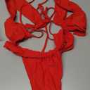 RoseSeek Women's Two Piece Swimsuits Frill Trim Tie Front Bathing Suit Wide Straps High Cut Sleeveless Bikini Sets S