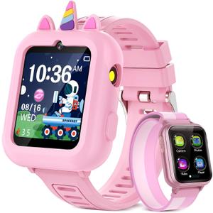 Smart Watch for Kids Girls Gift Age 3-12 with 39 Games Alarm Clock Camera Video Music Player Pedometer Flashlight 12/24 hr HD Touch Screen Kids Smart Watch Birthday Toys for Girls Ages 4 5 6 7 8 9 10 (Pink)