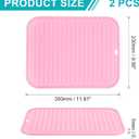 uxcell 2 Pack Silicone Dish Drying Mat, 9" x 12" Silicone Trivets for Hot Pots and Pans Dish Drainer Mat Heat Resistant Non-slip Dish Drying Pad for Kitchen Counters, Pink