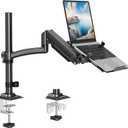 MOUNT PRO Laptop Arm Desk Mount, Single Monitor Stand with VESA Laptop Tray, Adjustable Lap Top Holder for Max 22lbs 17" Notebook & 32" Computer Screen, Swivel Notebook Bracket, Clamp on/Grommet Base