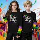 Mardi Shirts for Kids: Boys Girls Mardi Long Sleeve T-Shirt Fat Tuesday Carnival Outfits 5-14 Years (7-8 Years)