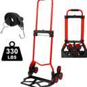 Foldable 6-Wheel Stair Climbing Dolly - 330Lbs Capacity, Telescopic Handle & Bungee Cord - Portable Hand Truck for Stairs, Moving & Deliveries (330LB | 1 Bungee Cord, 66" TPR Wheels)