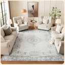 Istana 9x12 Foldable Area Rugs - Grey/ Gold, Stain Resistant and Washable - Eco-Friendly for Living Room and Bedroom