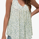 Summer Casual Flowy Tank Tops for Women Sleeveless Casual Floral Print Blouse Soft Loose Plus Size Pleated Shirts