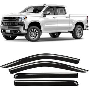 Clim Art Incredibly Durable Rain Guards Compatible with Chevrolet (Chevy) Silverado/GMC Sierra 1500 2019-2025 Crew Cab, Truck Accessories, Tape-on Window Deflectors,Vent Window Visors, 4pcs- 419160 (For Silverado 1500 19-25)