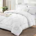 CozyLux Queen Comforter Set White - Bed in a Bag Queen Size 7 Pieces, Luxury Soft Bed Set for All Seasons, Bedding Set with Down Alternative Comforter, Sheets, Pillowcases & Shams