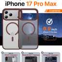 Magnetic for iPhone 17 Pro Max Case,[Anti-Slip][Compatible with MagSafe][Military Grade Drop Protection] Shockproof Protective Translucent Phone Case for iPhone 17 Pro Max Case,Wine Red